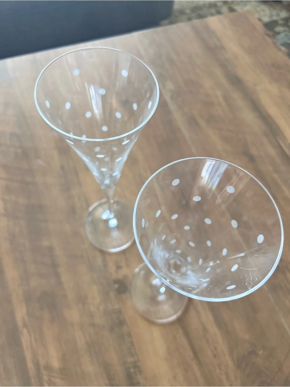 Kate Spade polka dot toasting flutes wedding anniversary event couples champagne